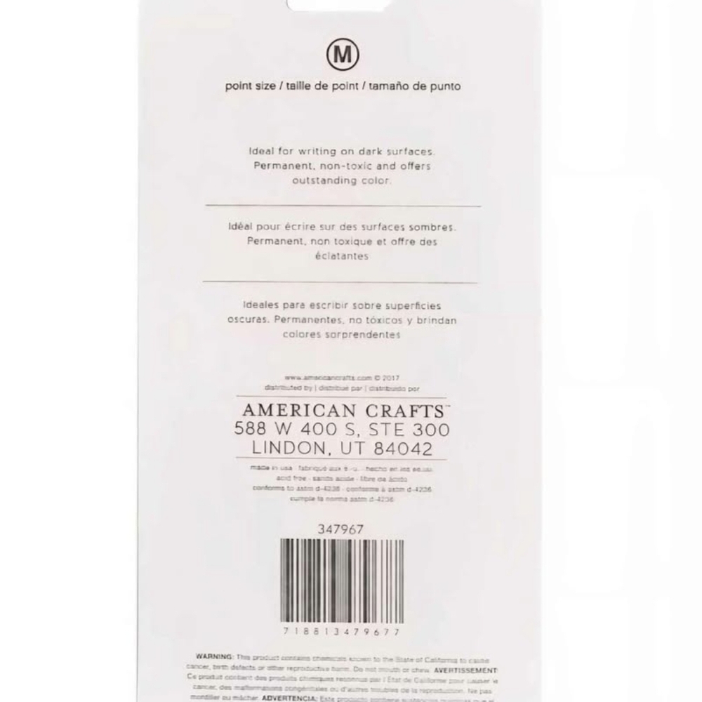 American Crafts Permanent Chalk Markers Set Metallic Colors 5 Pack New Sealed - Picture 2 of 6